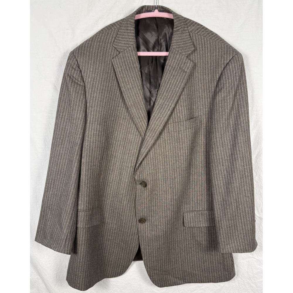 Hart Schaffner Marx Blazer Men's 50R Brown Pin-stripe USA Jacket Wool 2-button